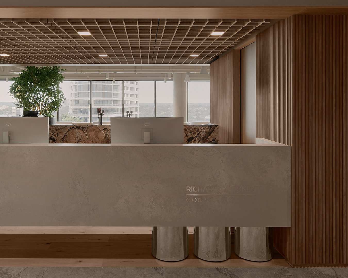 Reception desk in commercial office.